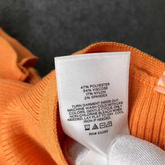 Express Body Contour Crop Top Womens XL Orange Tie Waist Short Sleeve Knit - Picture 6 of 8